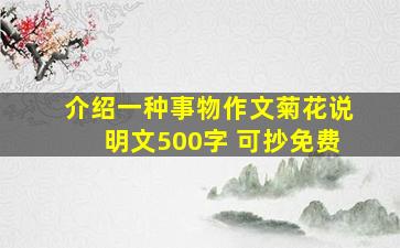 介绍一种事物作文菊花说明文500字 可抄免费